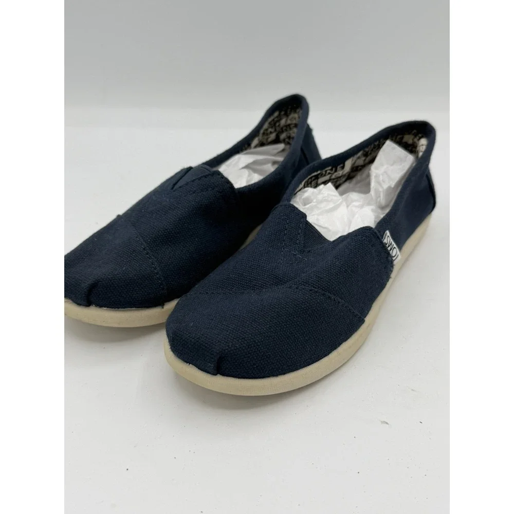 TOMS Alpargata Girls Navy Canvas Slip On Shoes Size Y13